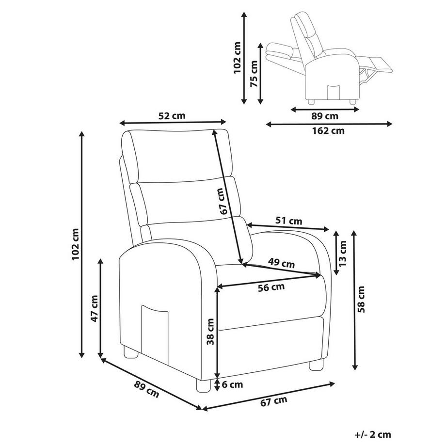 Beliani Fauteuil inclinable en Tissu Traditionnel OTUS  