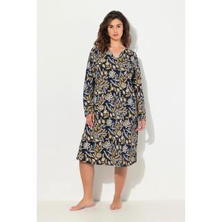 Ulla Popken  Chemise de nuit à manches longues, décolleté en forme de cœur, motif à fleurs 