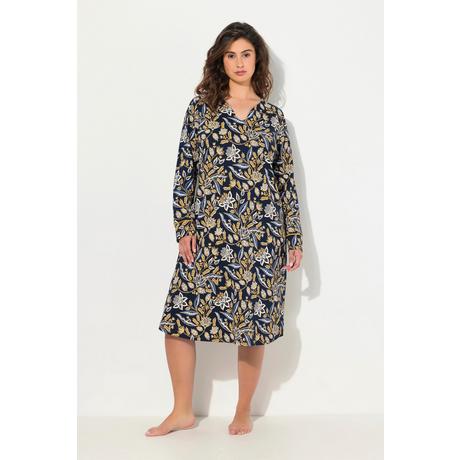 Ulla Popken  Chemise de nuit à manches longues, décolleté en forme de cœur, motif à fleurs 