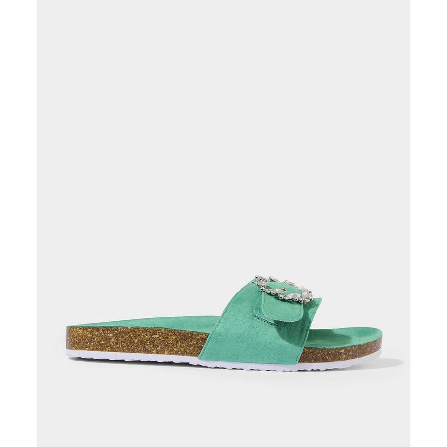 Schieberegler-Sandalen mit Schmuckschnalle