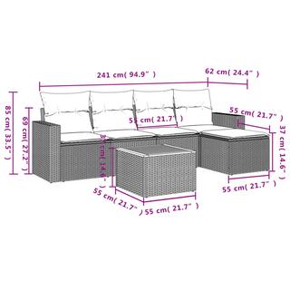 VidaXL set divano da giardino Polirattan  