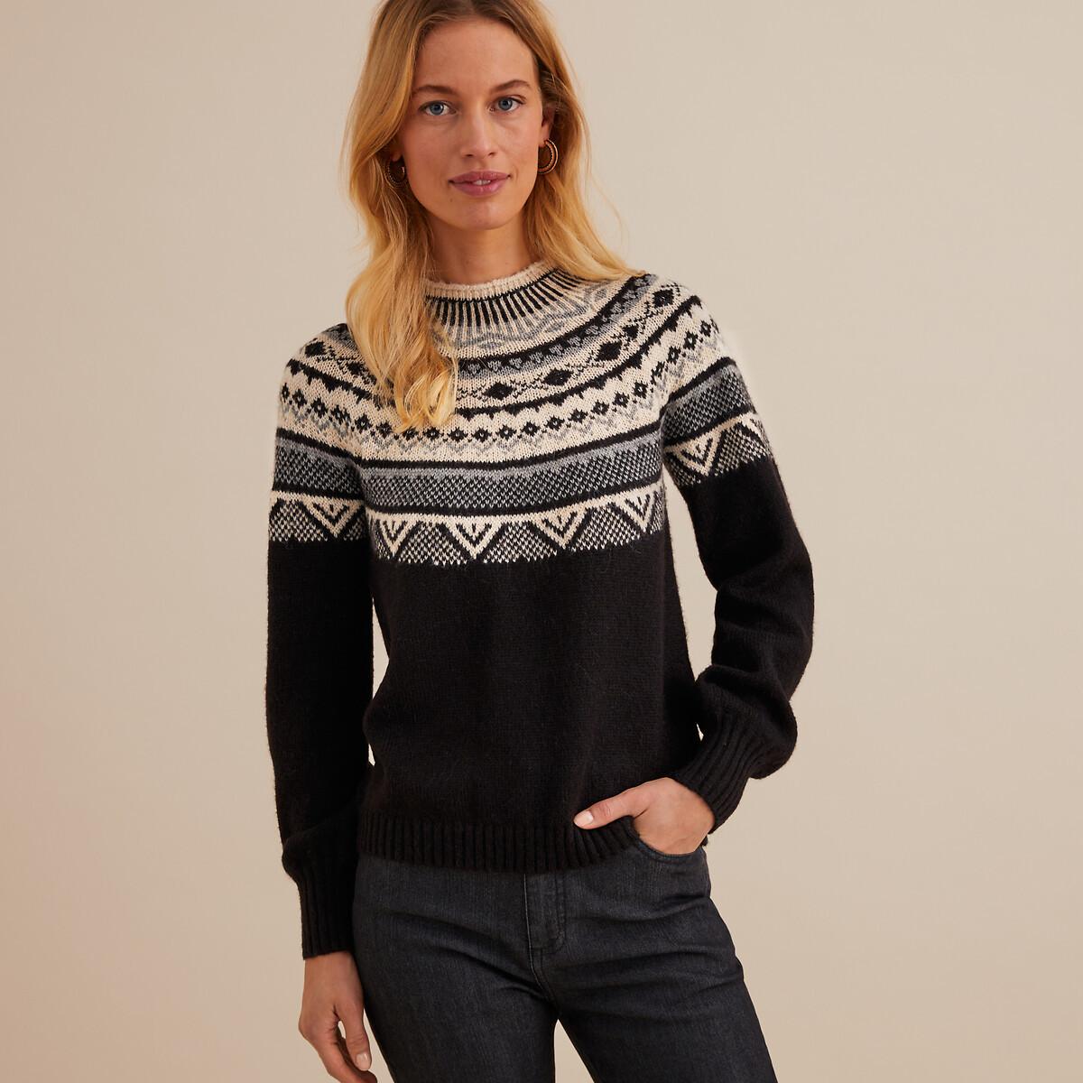 La Redoute Collections  Grobstrickpullover mit Stehkragen und Jacquardmuster 