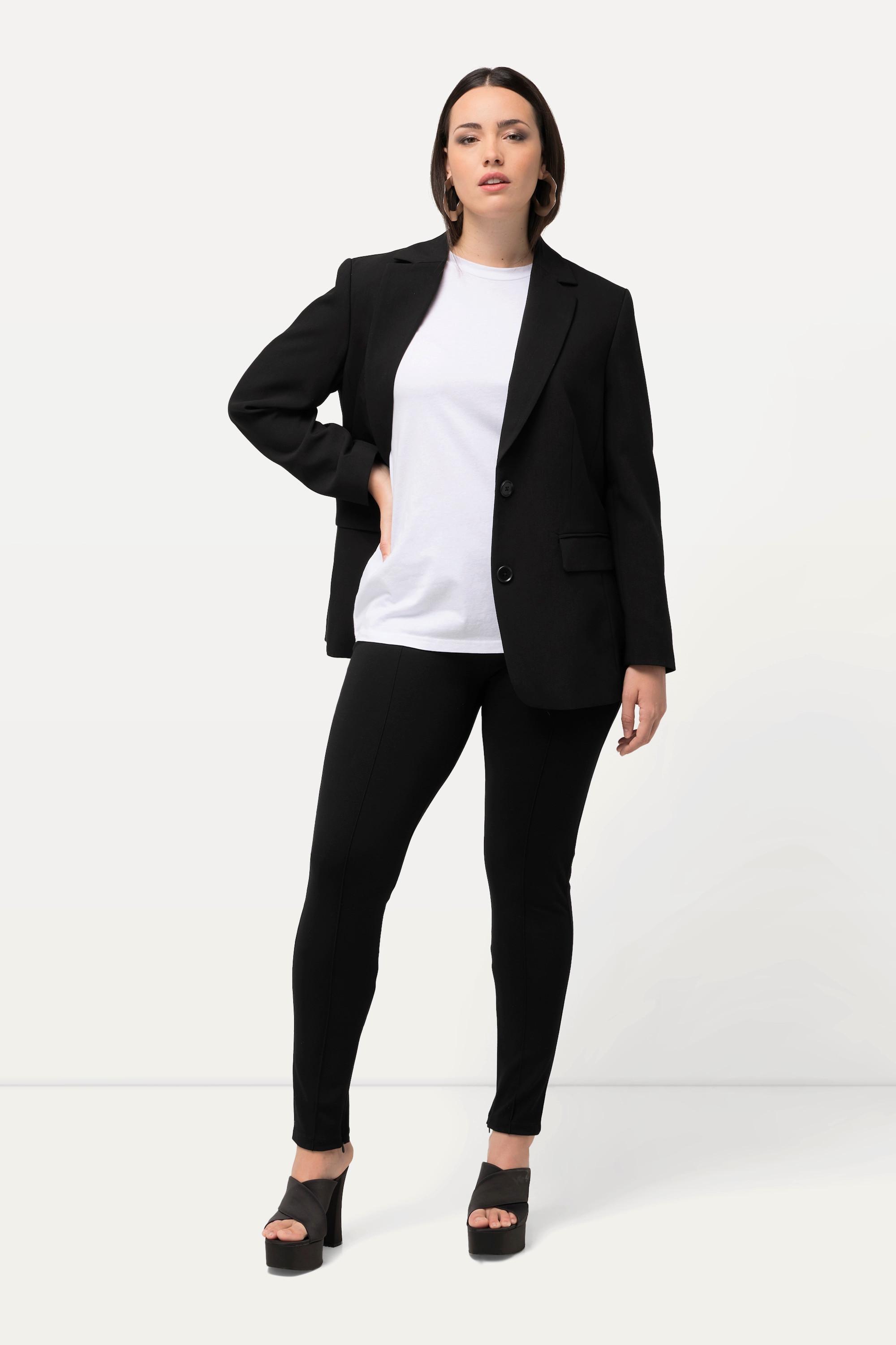 Ulla Popken Pantalon Sarah jambe slim bas de jambe zippé taille élastique  