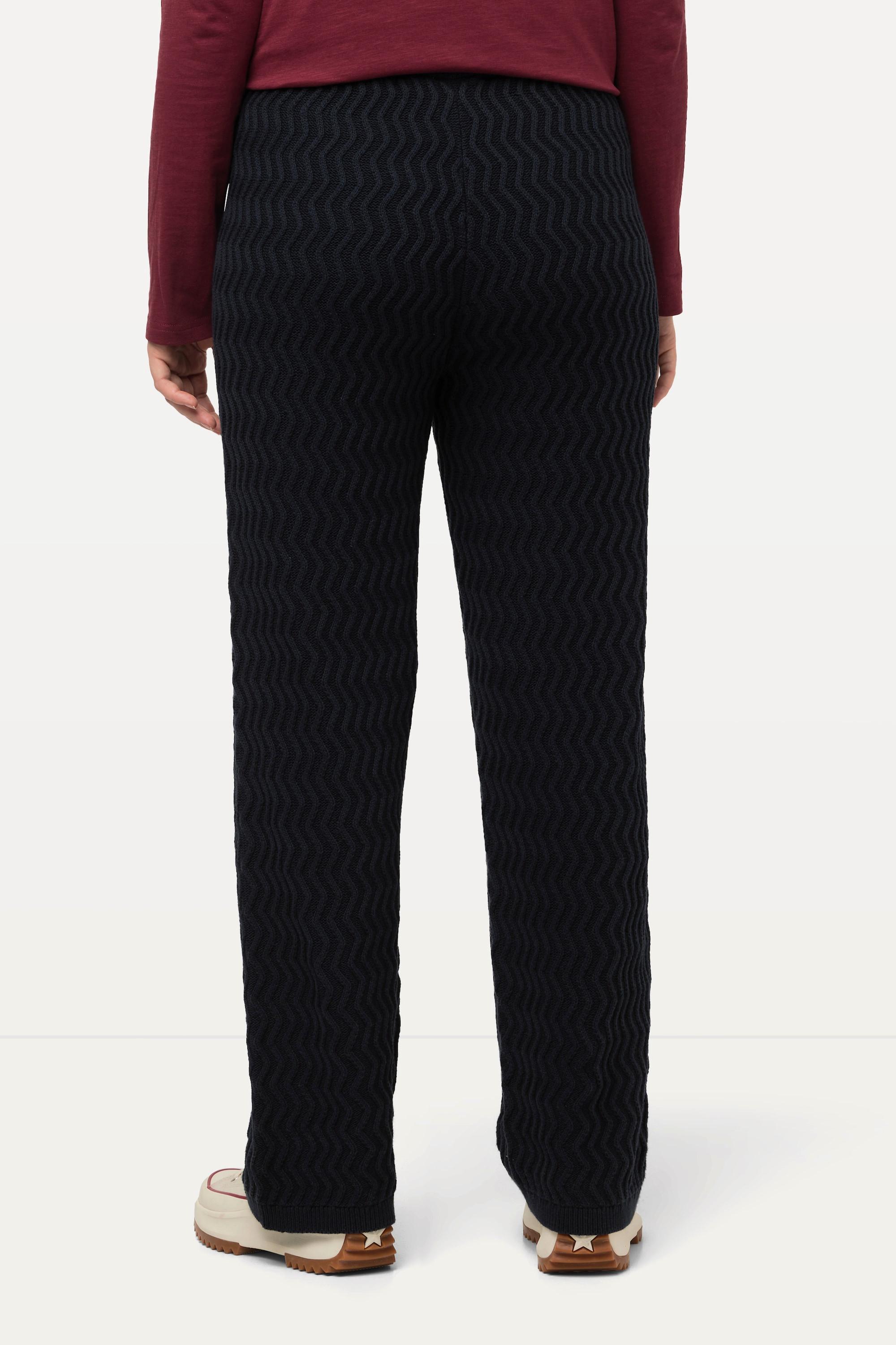 Ulla Popken Rose Strickhose Gerades Bein Zackenmuster  