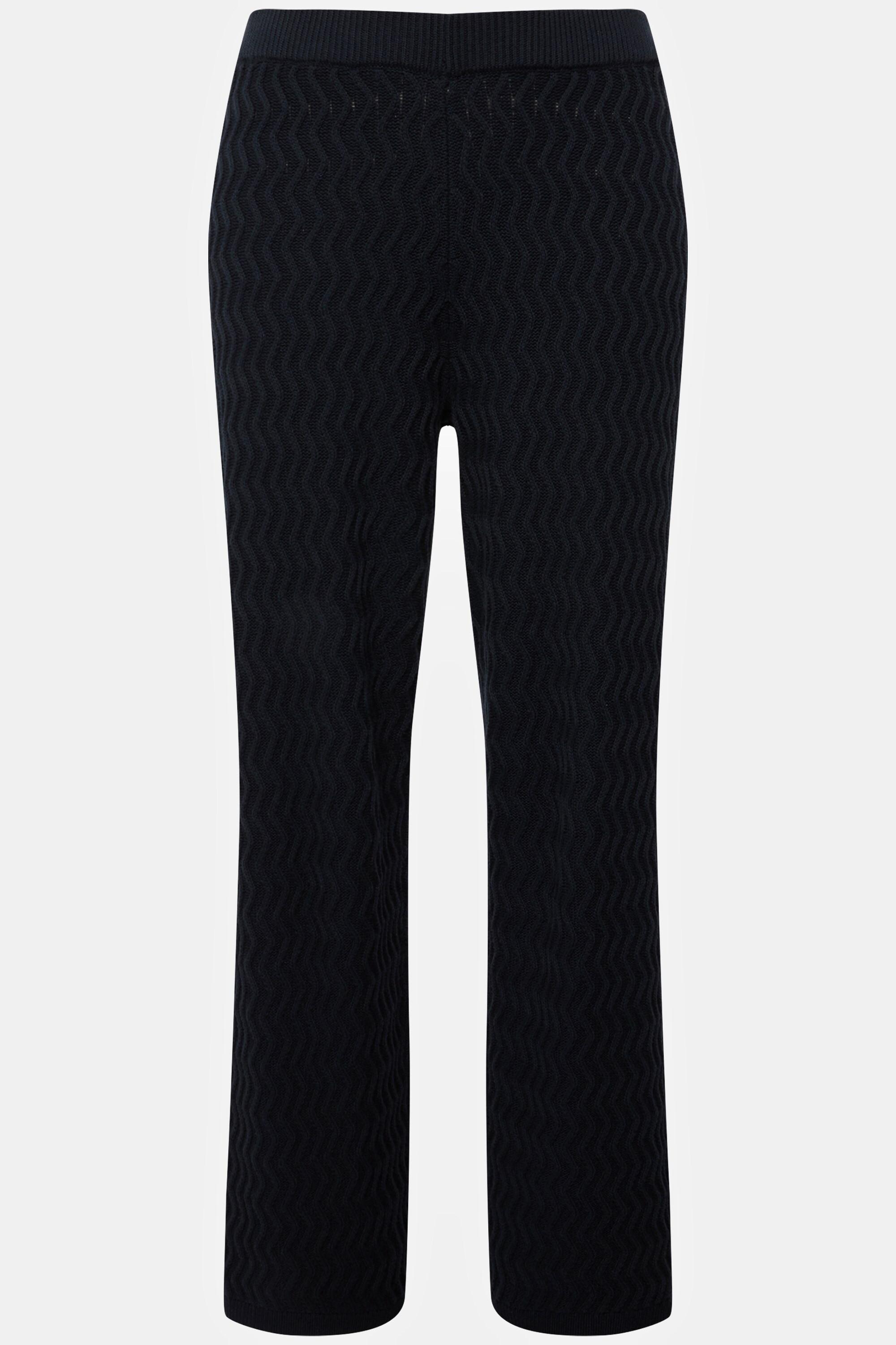 Ulla Popken Rose Strickhose Gerades Bein Zackenmuster  