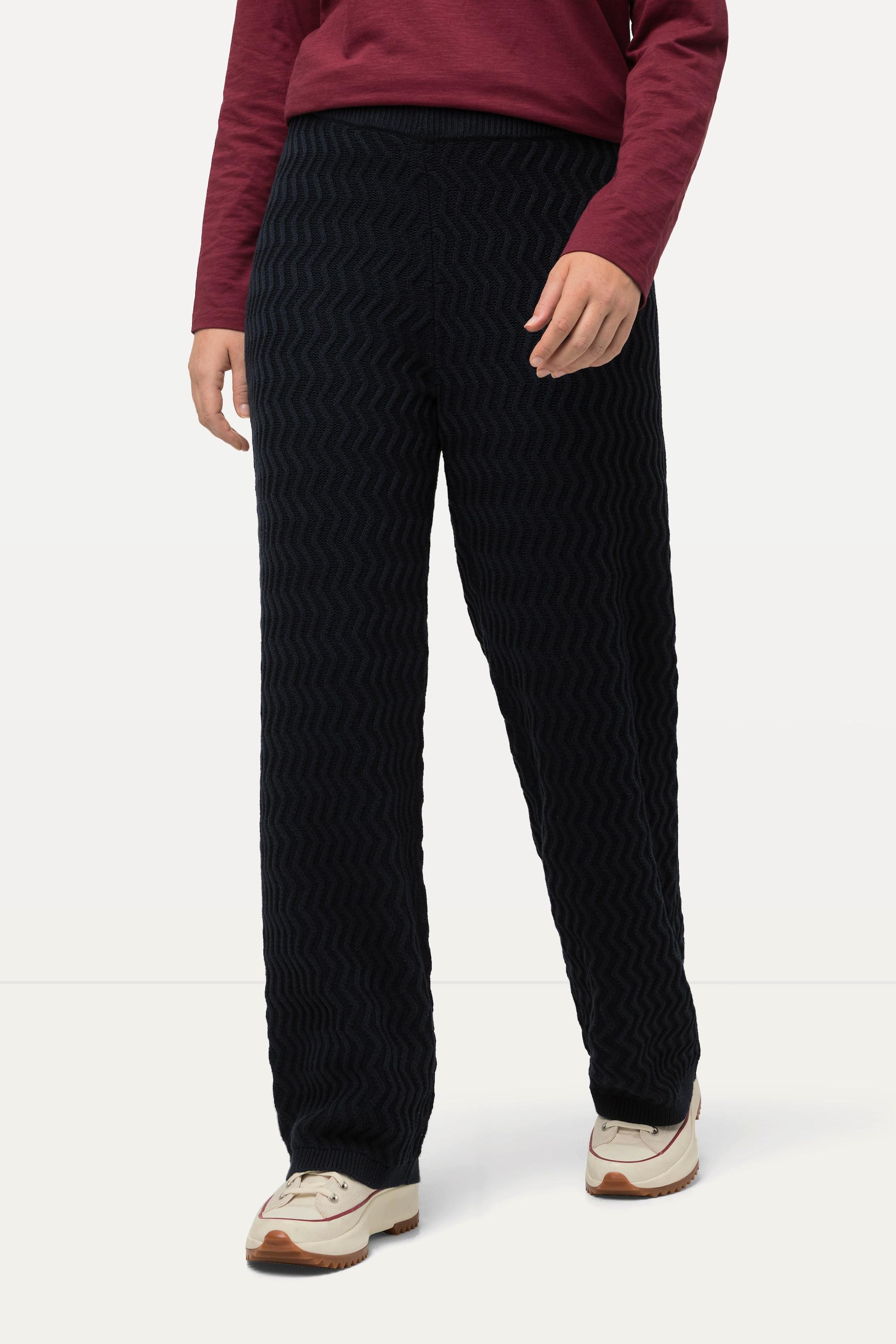 Ulla Popken Rose Strickhose Gerades Bein Zackenmuster  