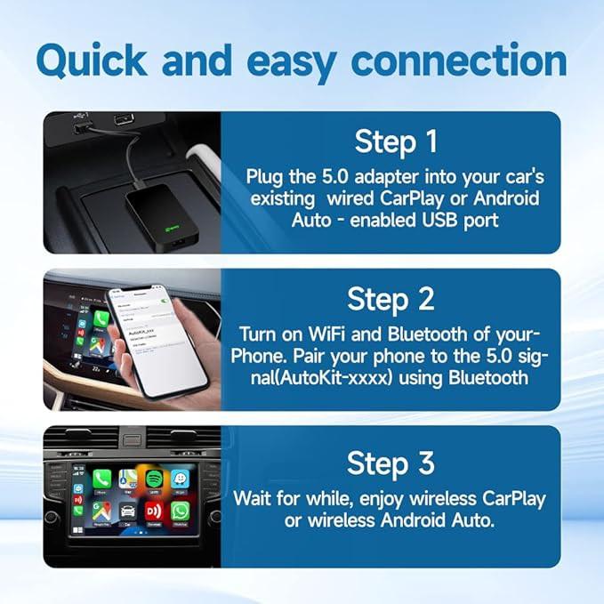 Carlinkit  5.0 CPC200-2air Drahtloser Auto-Adapter für Apple CarPlay und Android Auto 