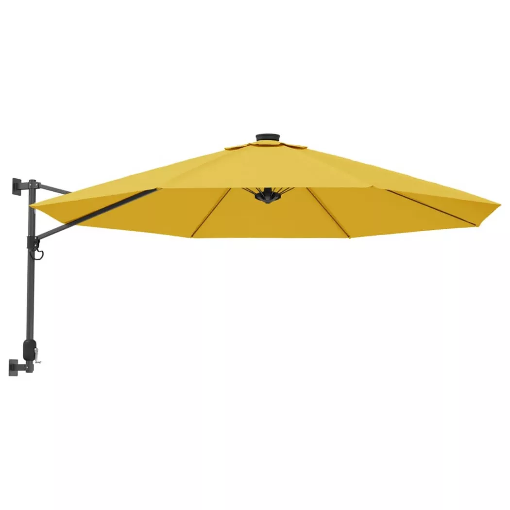 Ombrellone A Parete Con Led Giallo 290 Cm Vidaxl