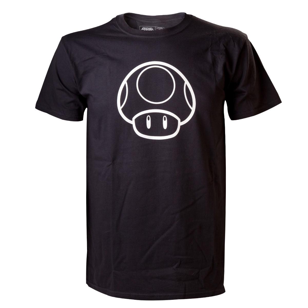 Bioworld  T-shirt - Nintendo - Blacklight Mushroom 