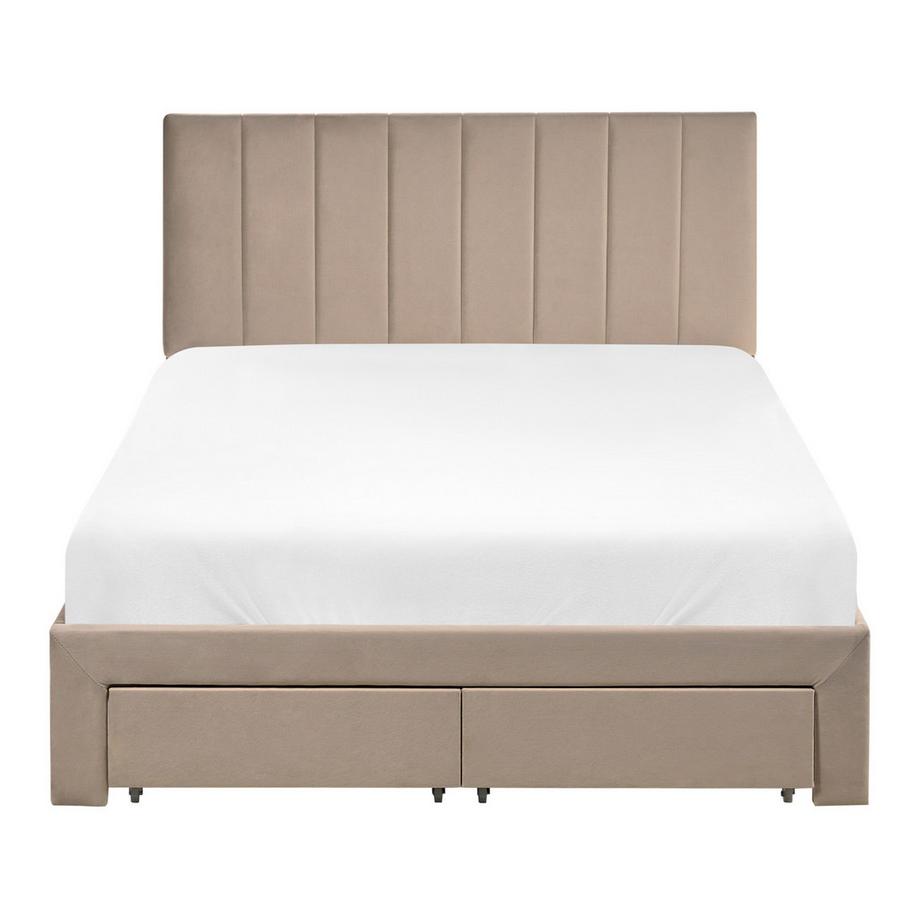 Beliani Letto con cassetti contenitori en Velluto  LONZAC  