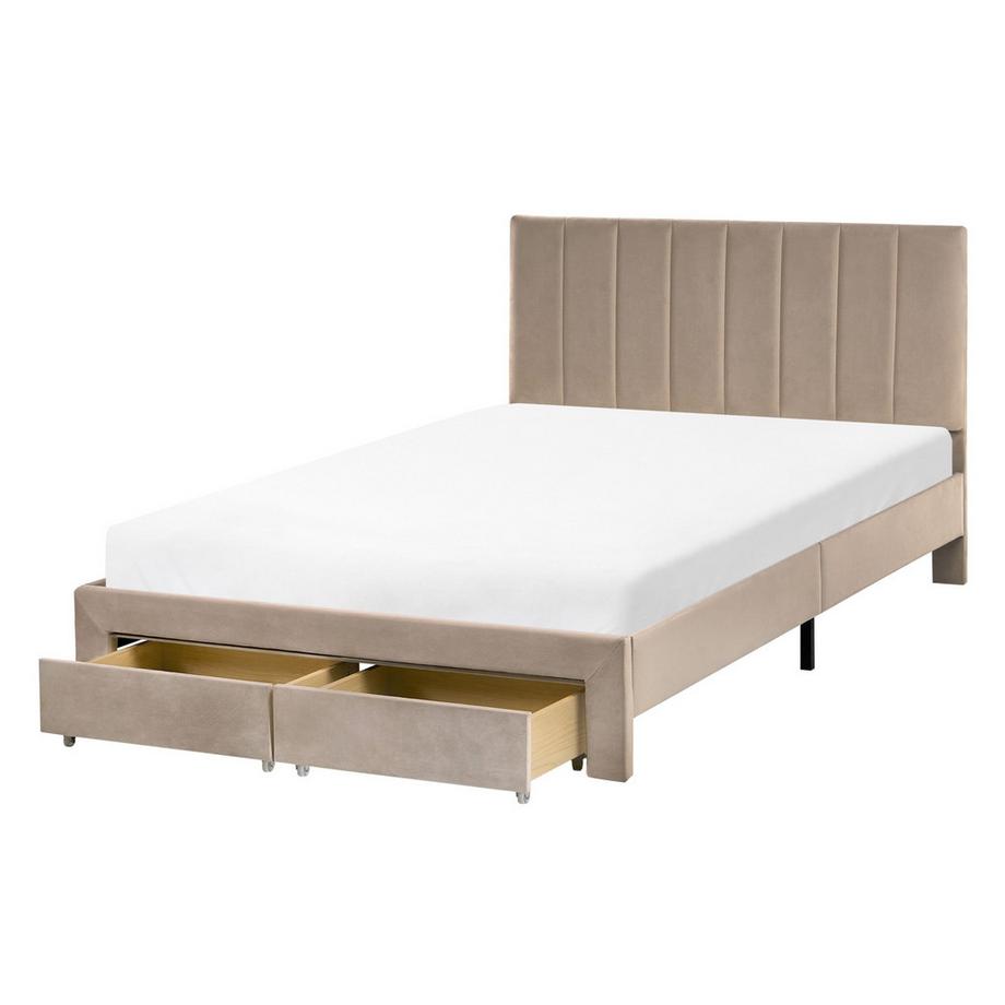 Lit avec tiroirs de rangement en Velours  LONZAC