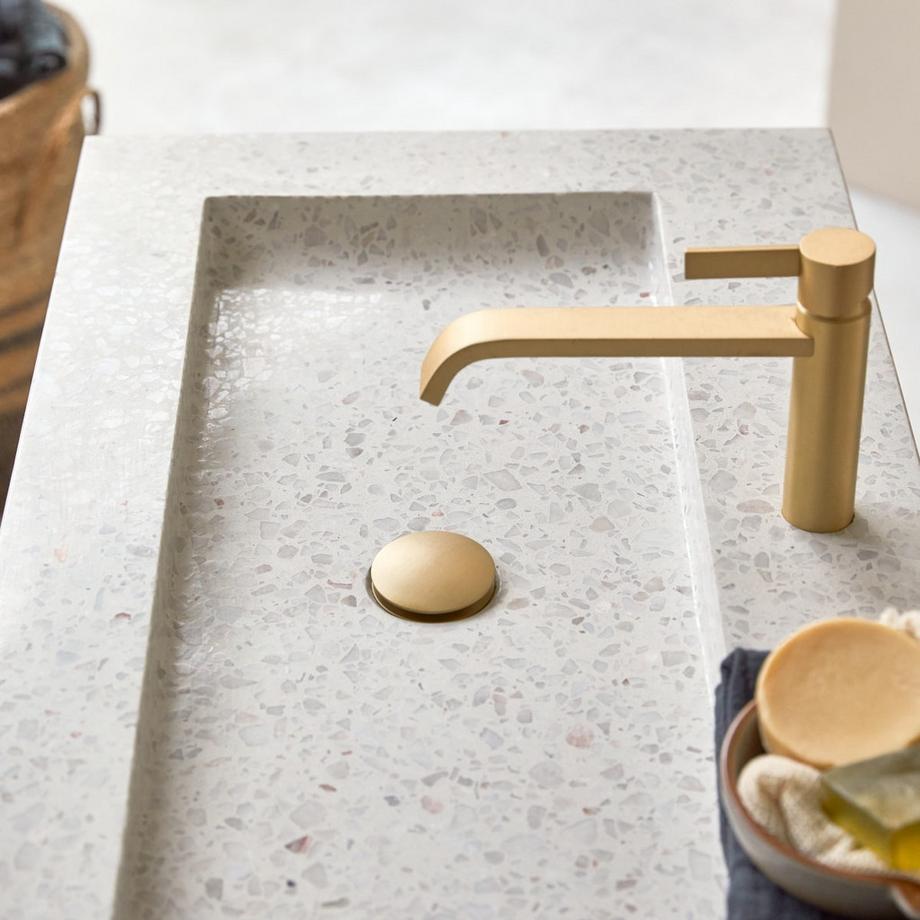 Tikamoon Mobile per il bagno in legno di quercia massello e battuto di terrazzo premium Moon 80 cm Nova  