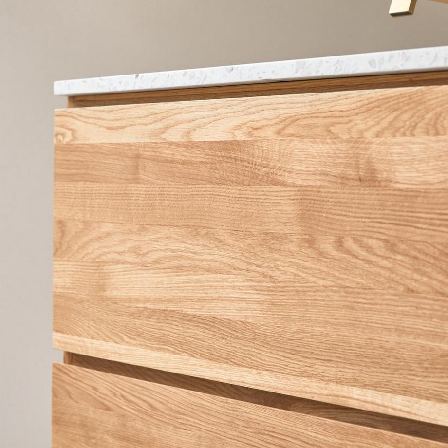 Tikamoon Mobile per il bagno in legno di quercia massello e battuto di terrazzo premium Moon 80 cm Nova  