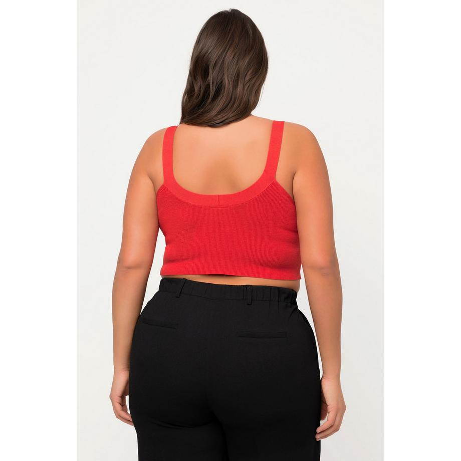 Ulla Popken Bustier en maille côtelée Col en V Larges bretelles  