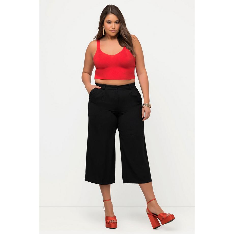 Ulla Popken Bustier en maille côtelée Col en V Larges bretelles  