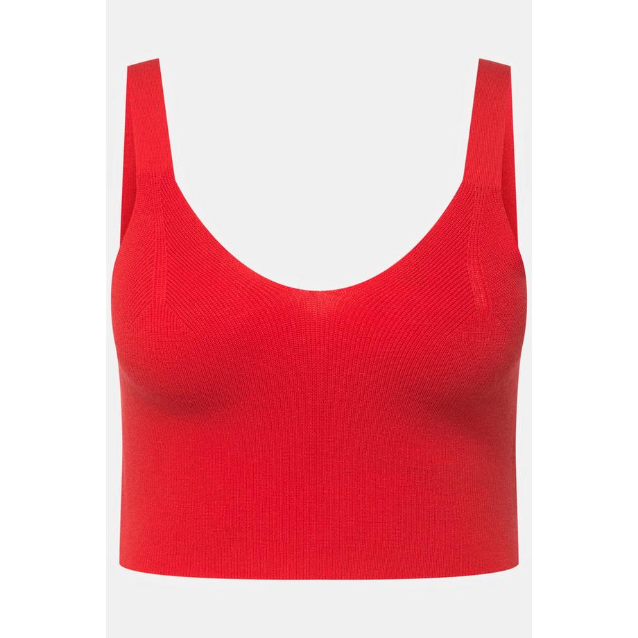 Ulla Popken Bustier en maille côtelée Col en V Larges bretelles  