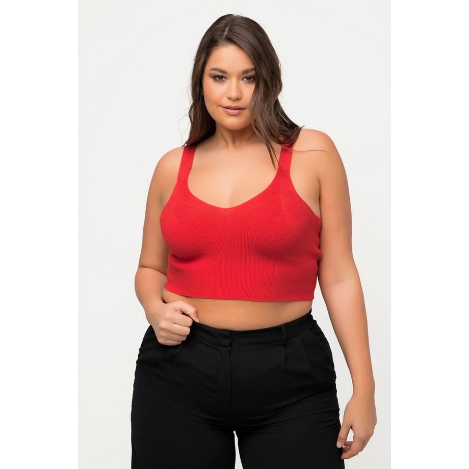 Ulla Popken Bustier en maille côtelée Col en V Larges bretelles  