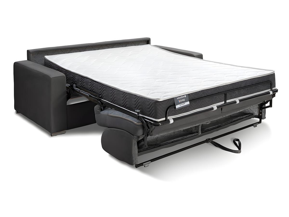 Vente-unique Schlafsofa mit Matratze 2-Sitzer Samt - Dunkelblau - Liegefläche mit Lattenrost: 120 cm - Matratzenhöhe: 18 cm mit Memory Schaum - CALITO  