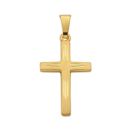 MUAU Schmuck  Anhänger Kreuz Gelbgold 750/18K satiniert, 23x12mm 