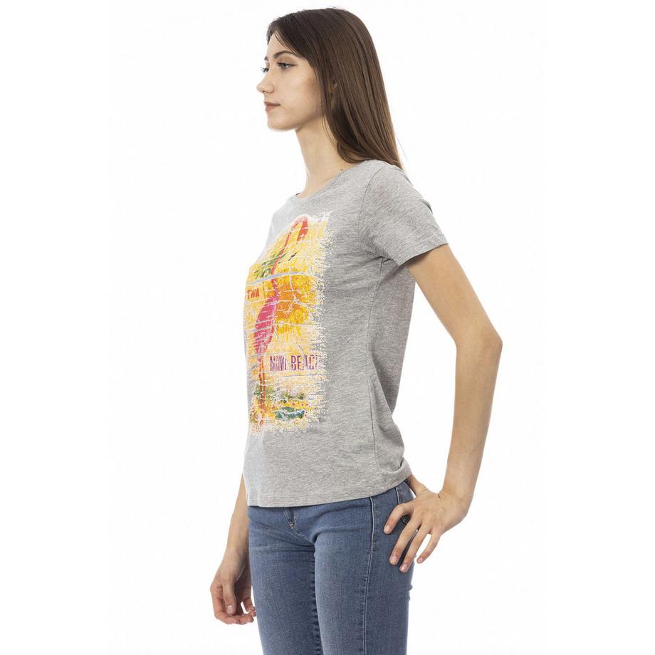 TRUSSARDI T-shirt con Stampa Grafica Flamingo  