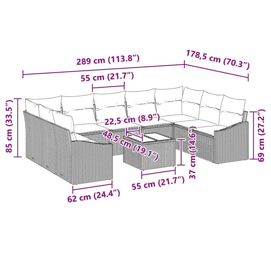 VidaXL Sofa für draußen poly-rattan  