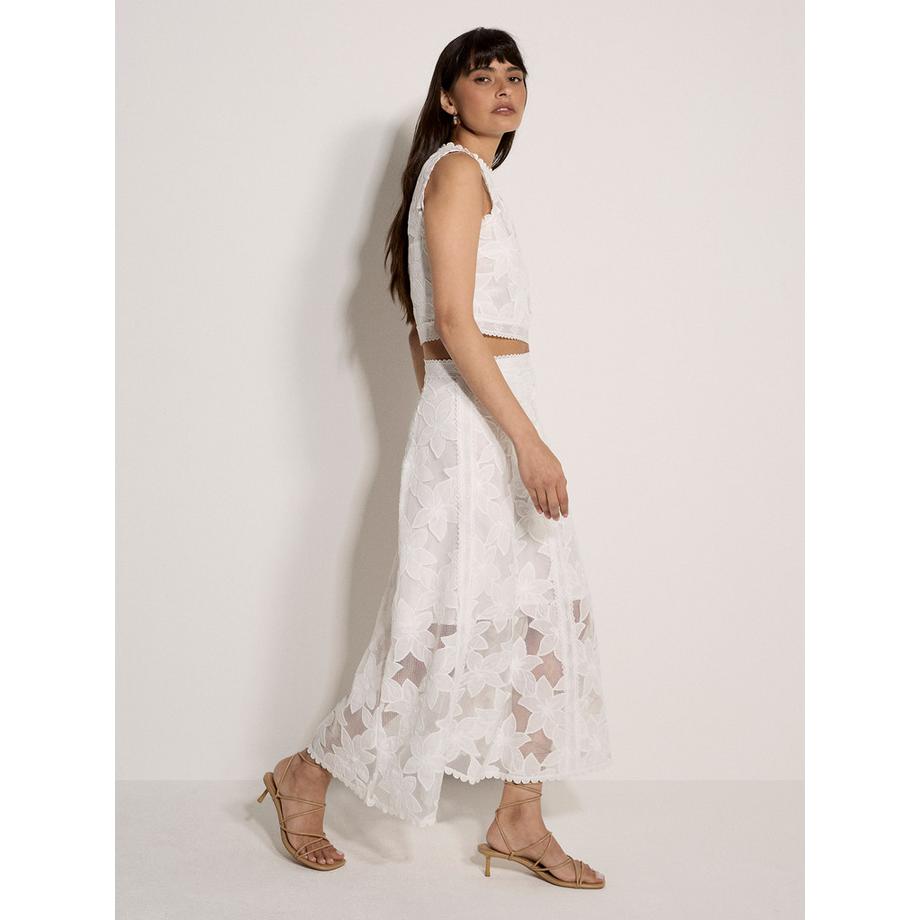 APRICOT Floraler Mesh Spitzen Midi Rock  