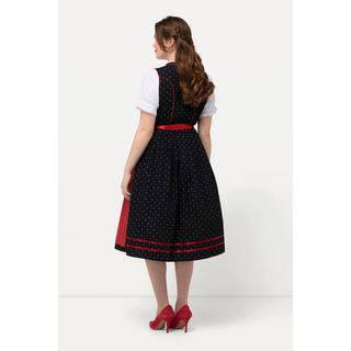 Ulla Popken Dirndl Ricamo Floreale Scollo Rettangolare Senza Maniche  