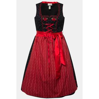 Ulla Popken Dirndl Ricamo Floreale Scollo Rettangolare Senza Maniche  