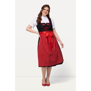 Ulla Popken Dirndl Ricamo Floreale Scollo Rettangolare Senza Maniche  