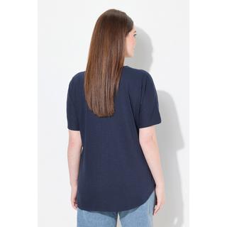 Ulla Popken T-shirt Nervature Scollo Rotondo Mezza Manica  