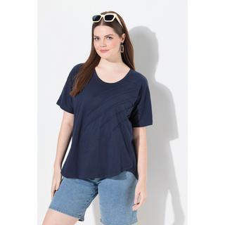 Ulla Popken T-shirt Nervature Scollo Rotondo Mezza Manica  