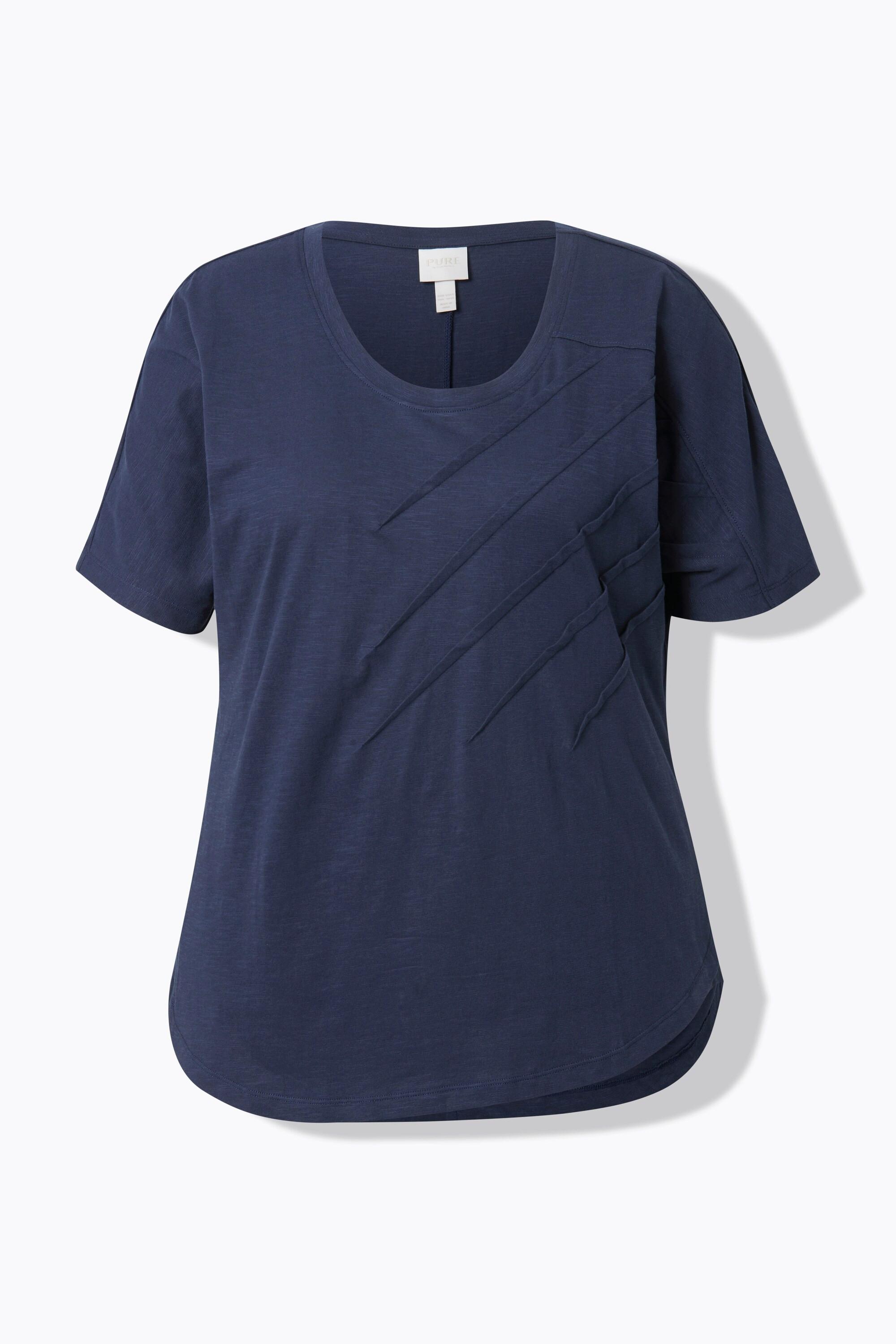 Ulla Popken T-shirt Nervature Scollo Rotondo Mezza Manica  