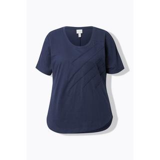 Ulla Popken T-shirt Nervature Scollo Rotondo Mezza Manica  