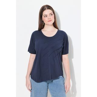 Ulla Popken T-shirt Nervature Scollo Rotondo Mezza Manica  