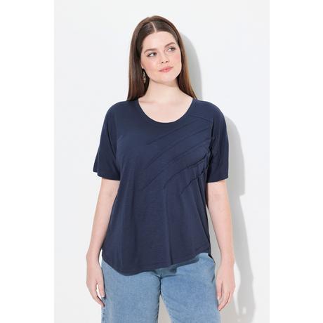 Ulla Popken T-shirt Nervature Scollo Rotondo Mezza Manica  