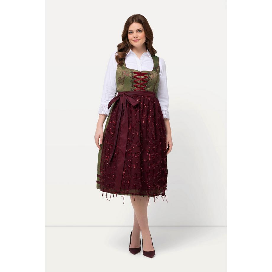 Ulla Popken Dirndl Ornements Encolure Carrée Sans Manches  