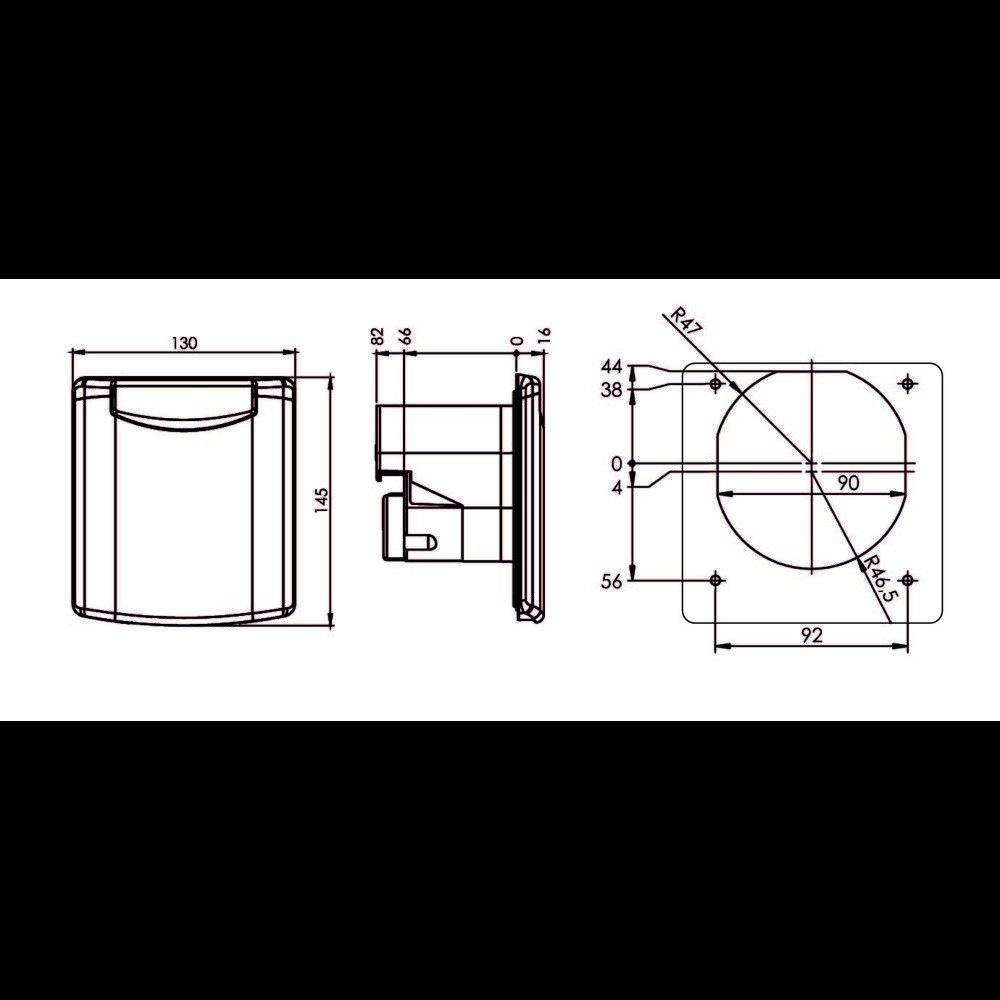 AS Schwabe  as - Schwabe Camping CEE-Caravan-Einspeisungsstecker, 230 V 16 A Camping Anbau-Stecker 