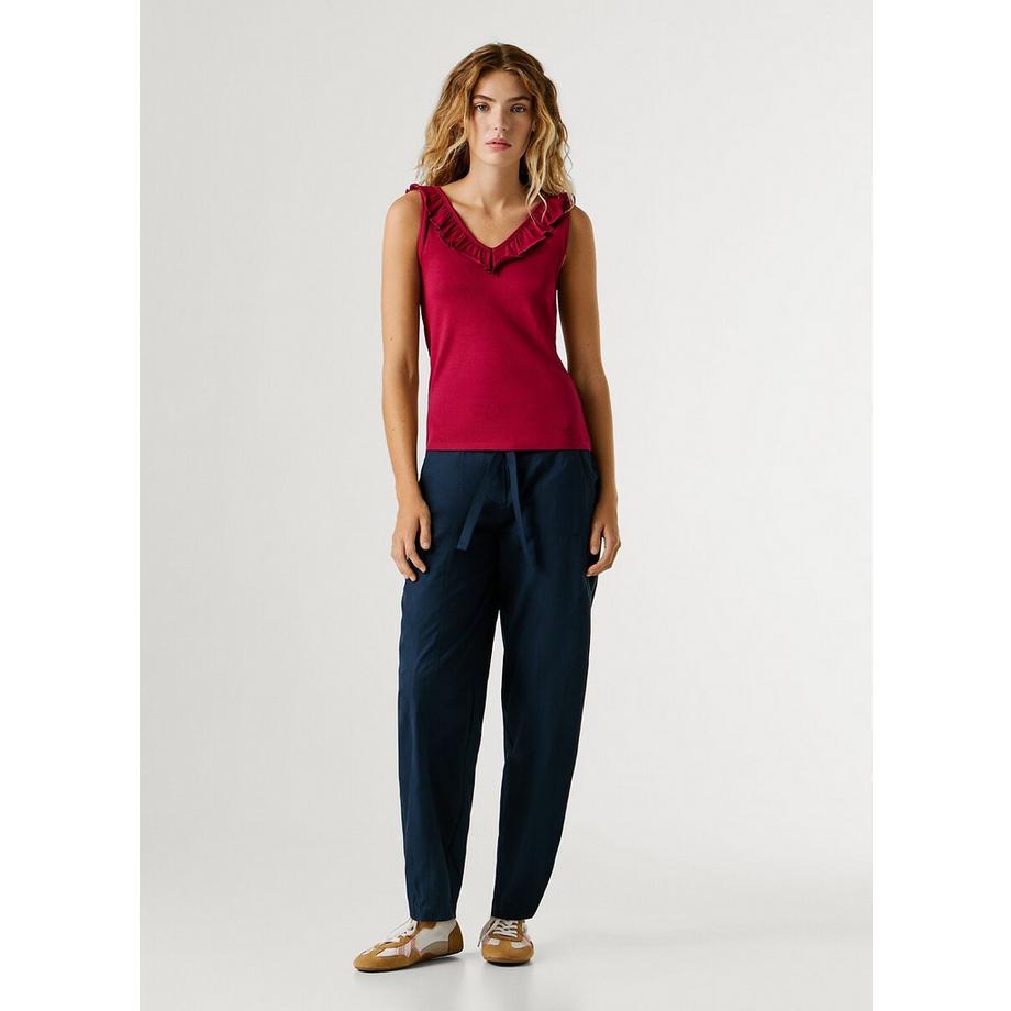 Pepe Jeans Geripptes Top mit Rüschen  