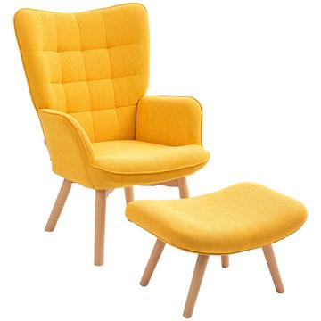 Fauteuil à oreilles avec tabouret