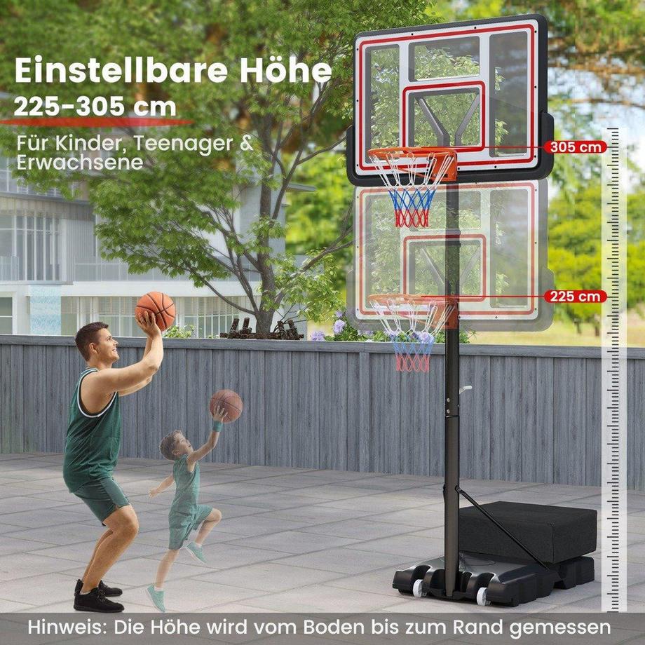 B2X  Outdoor Basketballkorb mit Ständer & Handkurbel & Gewichtssack & 2 Netzen Basketballständer 