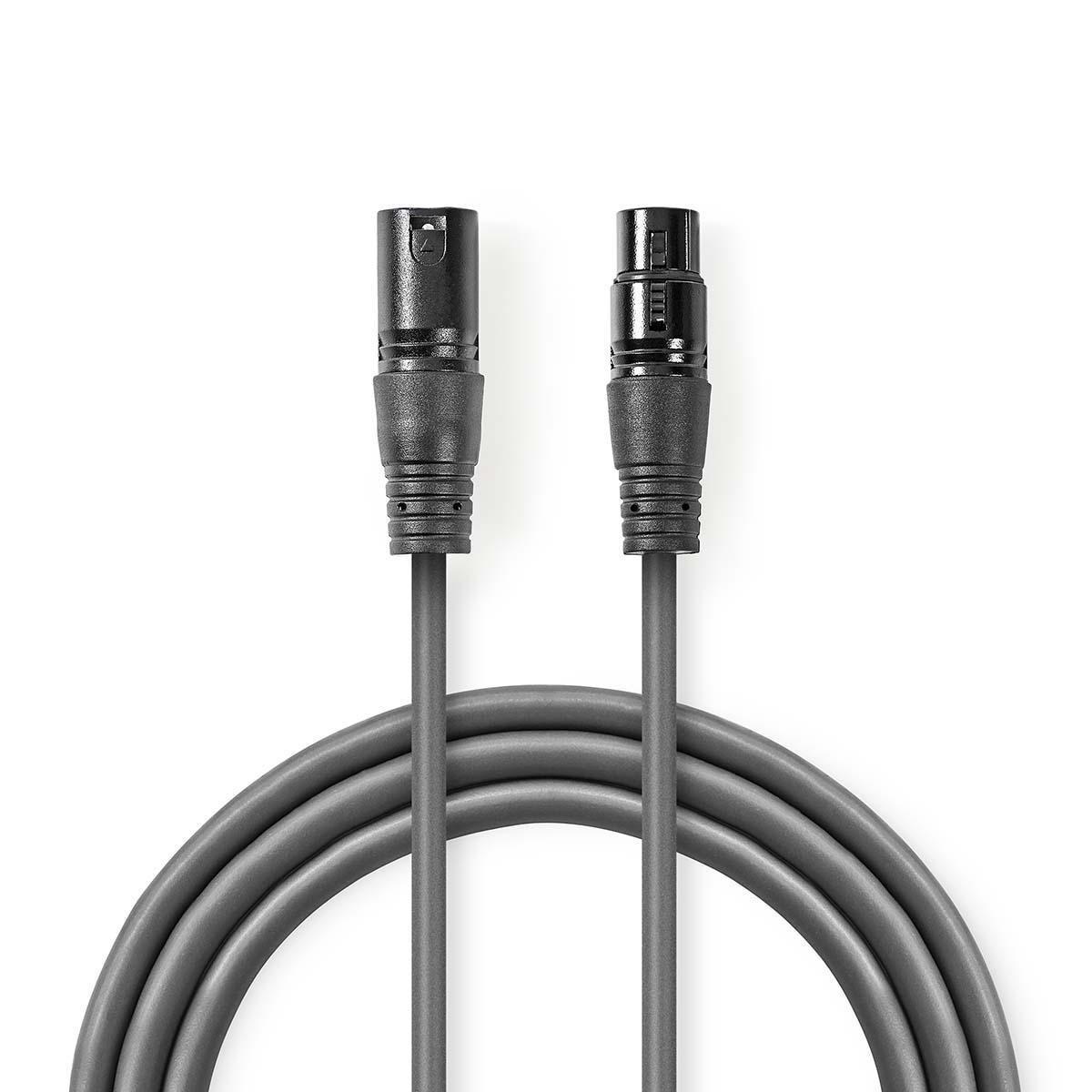 Nedis  DMX-Adapterkabel | XLR 3-poliger Stecker | XLR 3-polige Buchse | Vernickelt | 5,00 m | Rund | PVC | Dunkelgrau | Papphülle 