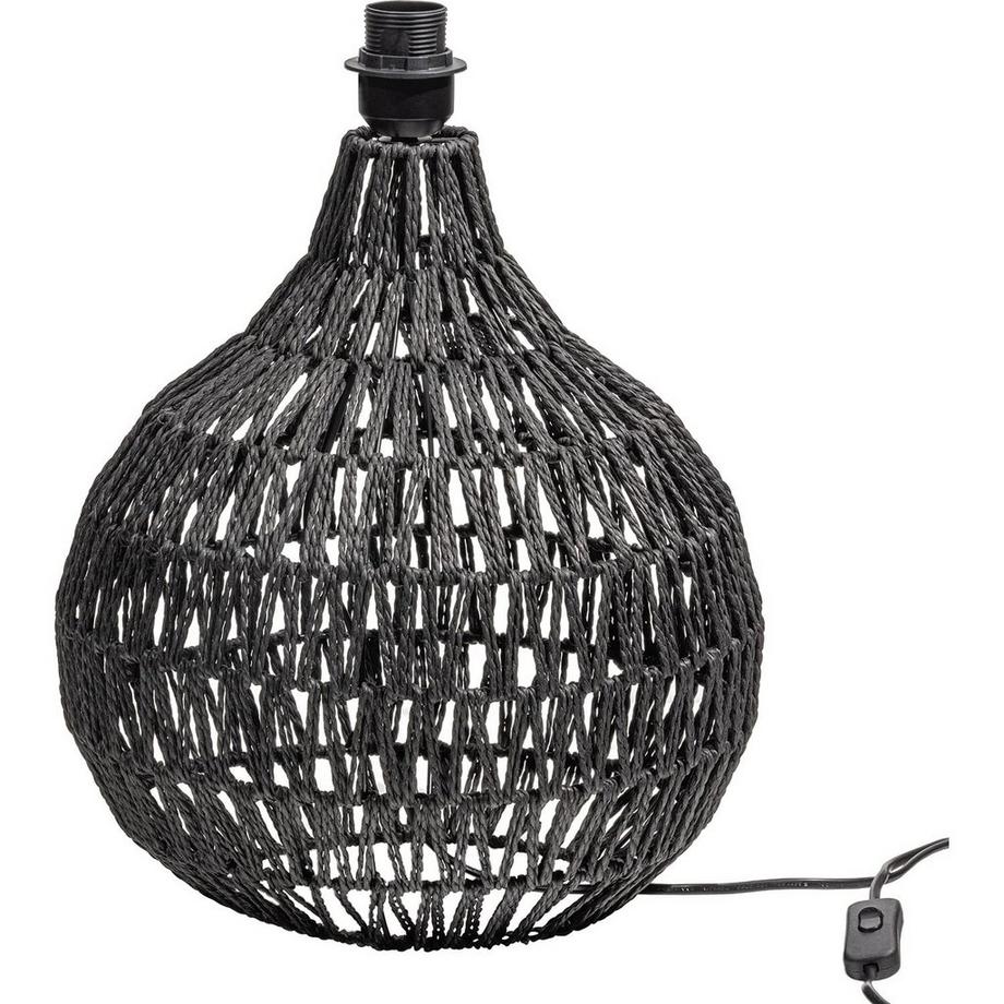 Pied de lampe à poser Macy papier rotin noir