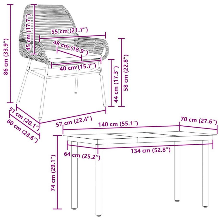 VidaXL Garten essgruppe poly-rattan  