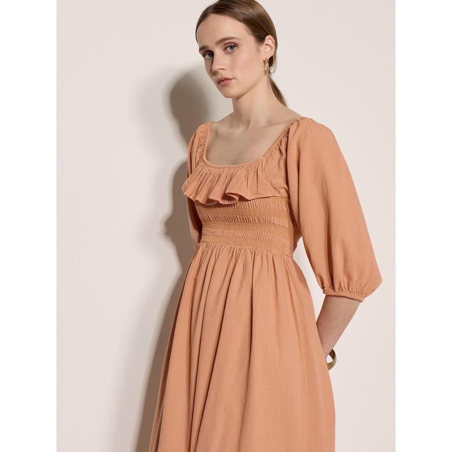 APRICOT Midi Kleid im Milchmädchen Stil mit Rüschen  