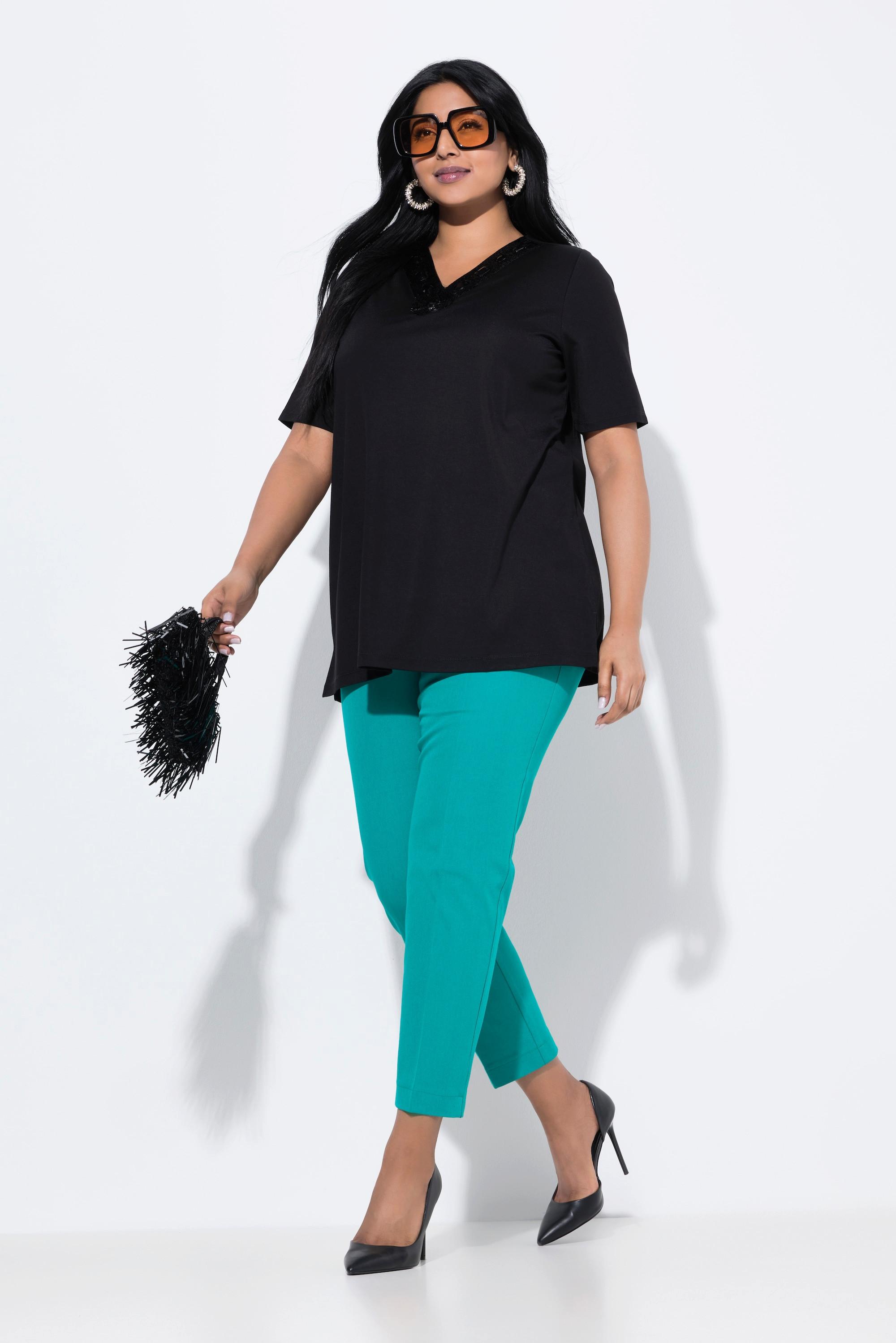 Ulla Popken Pantaloni 7/8 Gamba Slim Vita Elastica  