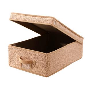 Calicosy Boîte rangement avec couvercle tissu bouclette beige - L31,5 cm  