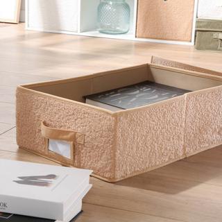 Calicosy Boîte rangement avec couvercle tissu bouclette beige - L31,5 cm  