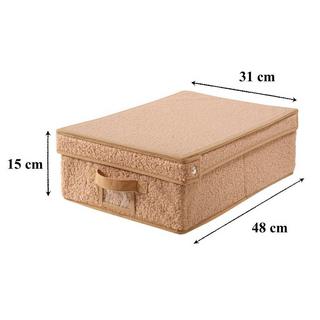 Calicosy Boîte rangement avec couvercle tissu bouclette beige - L31,5 cm  
