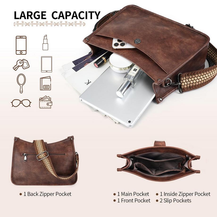 Only-bags.store Sac Hobo Moyen avec Large Bandoulière  