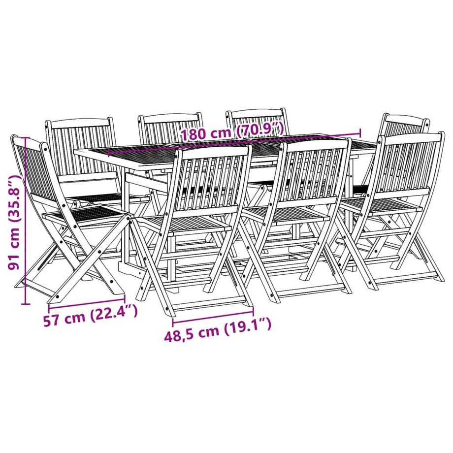 VidaXL set da pranzo da giardino Legno di acacia  